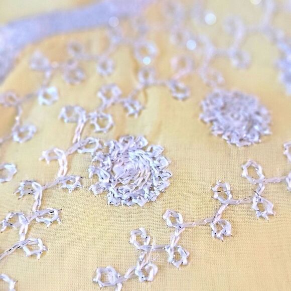 Relativity Yellow Embroidered 3/4 Sleeve Sheer 100% Cotton Summer Blouse Size S - Picture 6 of 10